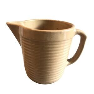 Vintage Monmouth USA Ribbed Pottery Brown Pitcher Jug 5.5" Primitives